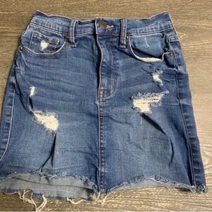 Distressed Denim Skirt